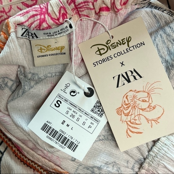 NWT ZARA X DISNEY Midi Dress Jungle Book Sketch Print Halter Rope Tie Pleated S - Picture 9 of 13